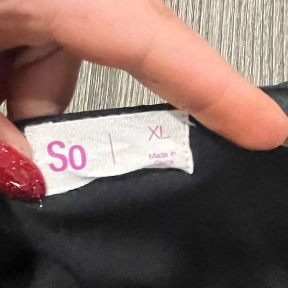 So Blouse Short Sleeve Peplum Polka Dot Tunic Black Size XL - Picture 2 of 4